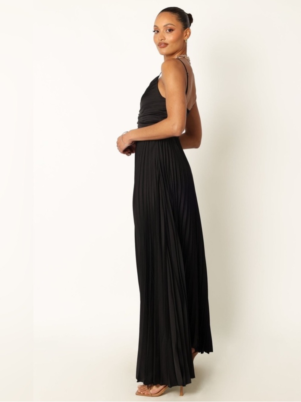 Petal & Pup Naira Pleated Maxi Dress in Black - Picture 8 of 8